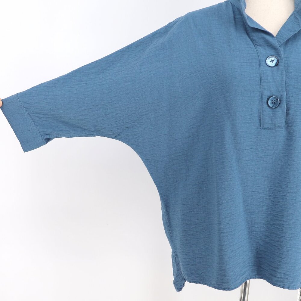 JOHN MARK Relaxed Fit 3/4 Sleeve Blue Tunic Top Size L - Picture 4 of 7